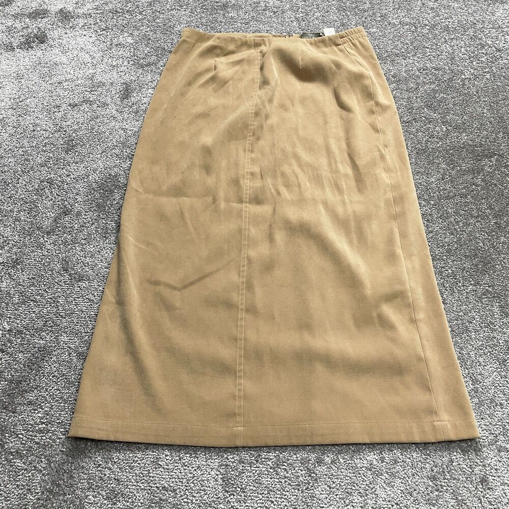 Studio Works Maxi Skirt Womens 10 Brown Soft Long Stretch A Line Low Slit Ladies